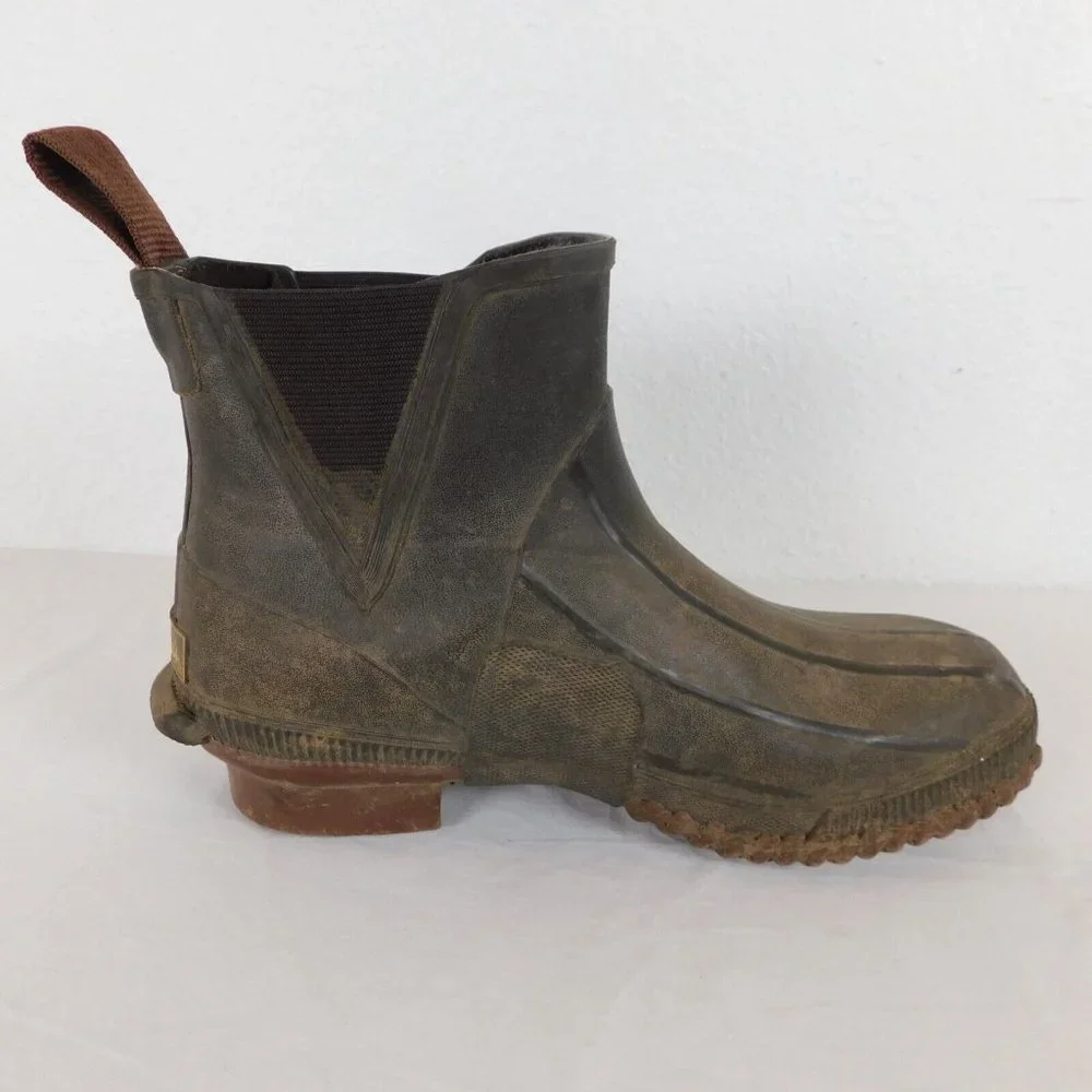 Cabela's Thinsulate Steel Shank Pull On Rubber Work Boots Waterproof Men size 8